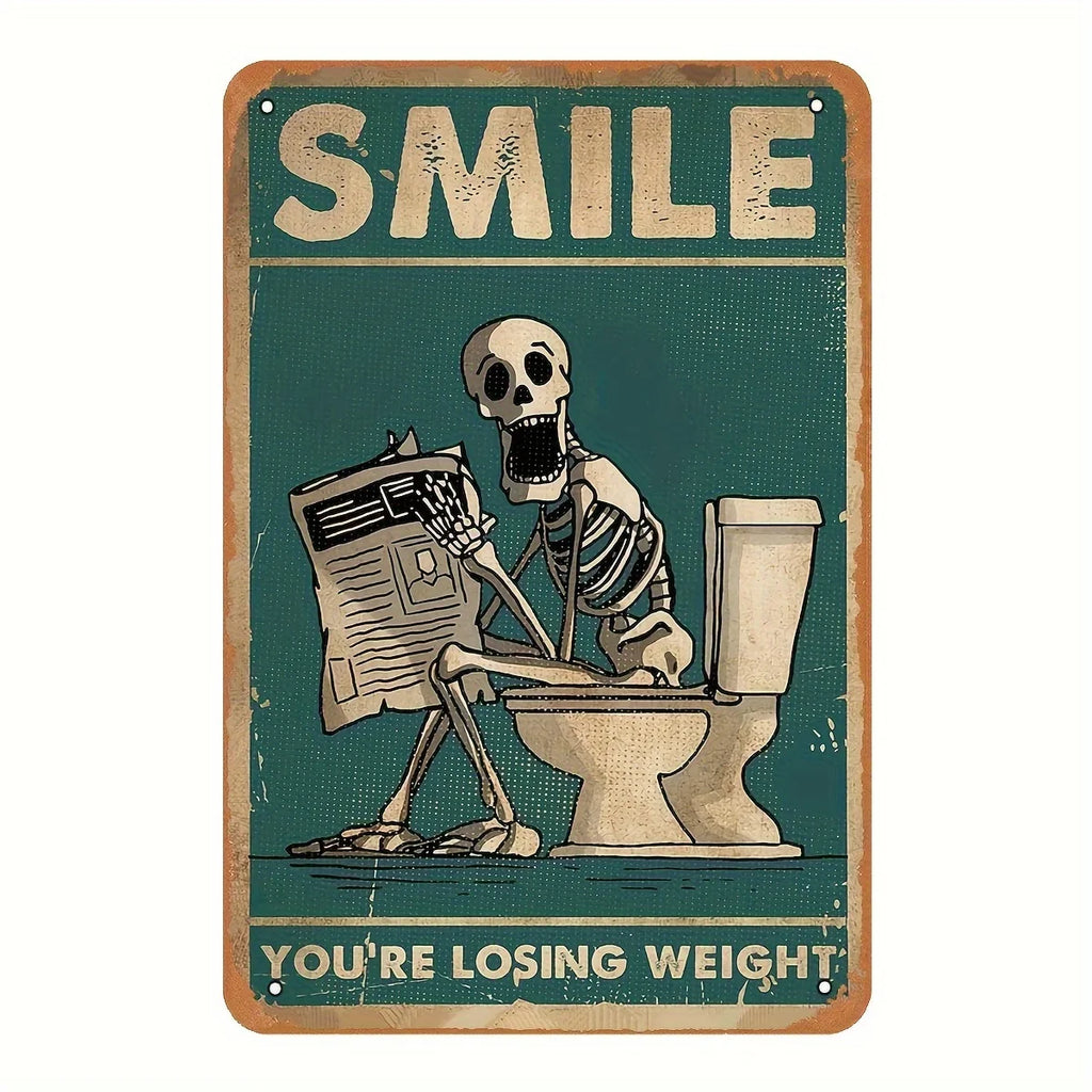 Plaque Métallique Humour Squelette Salle de Bain