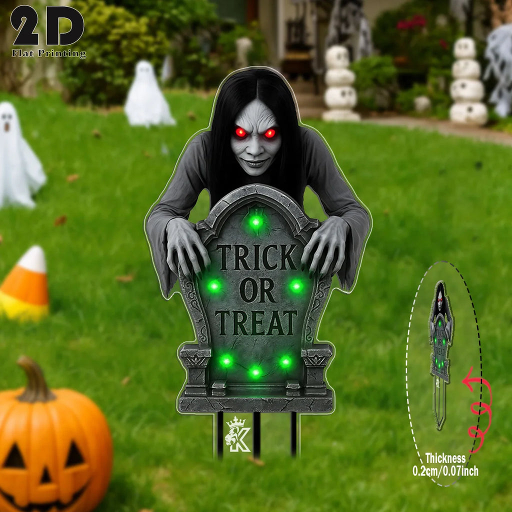 Piquet de Jardin Halloween Tombe Goule aux Yeux Rouges