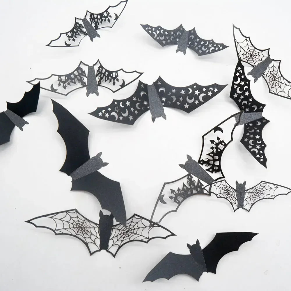 Chauve-Souris en Papier Noir Découpées 3D
