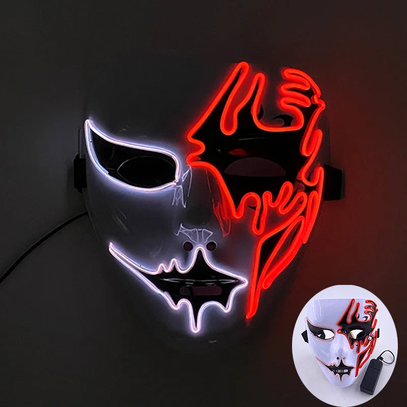 Masque Lumineux Horreur Purge Vert et Jaune Fluo