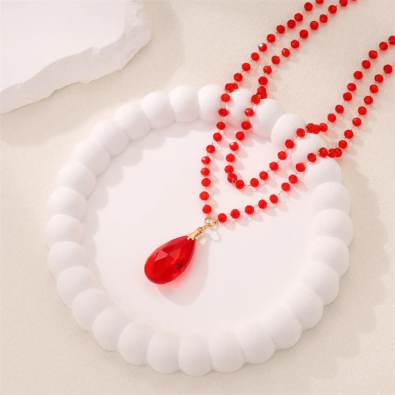 Collier Gothique Noir Mat Chauve-Souris et Goutte