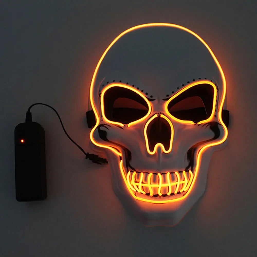 Masque Tête de Mort Lumineux Néon Rose Fuchsia