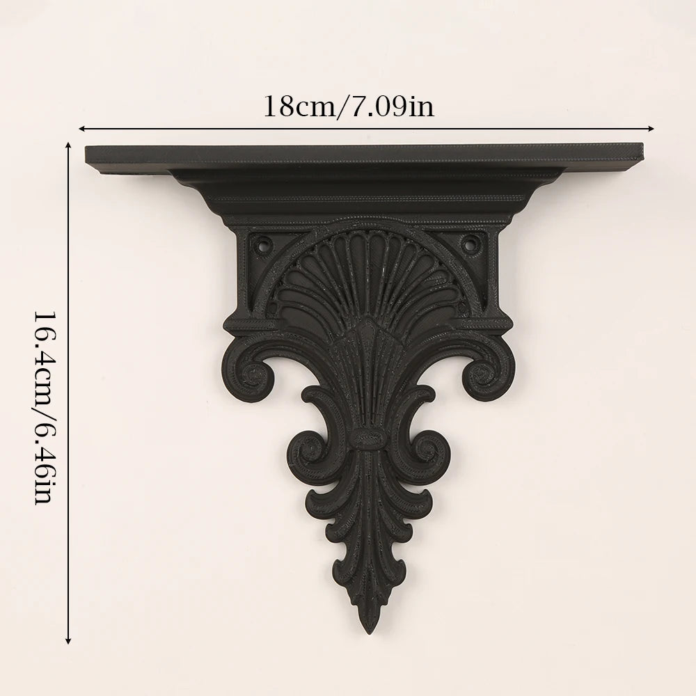 Console Murale Gothique Noire en Fonte Sculptée