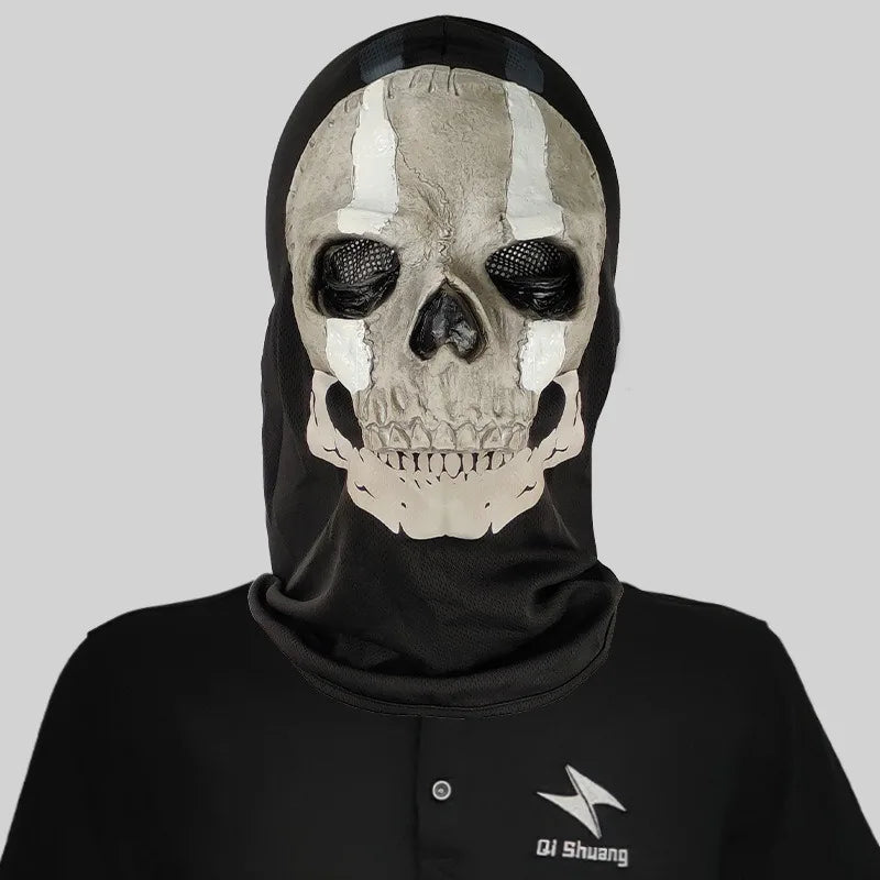 Masque Cagoule Crâne Vieilli à Marques Blanches