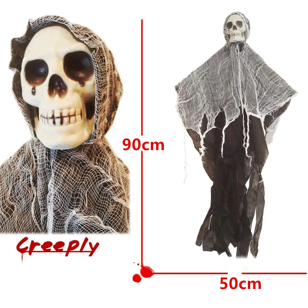 Décoration d'Halloween Faucheuse avec Crâne à Larmes Noires