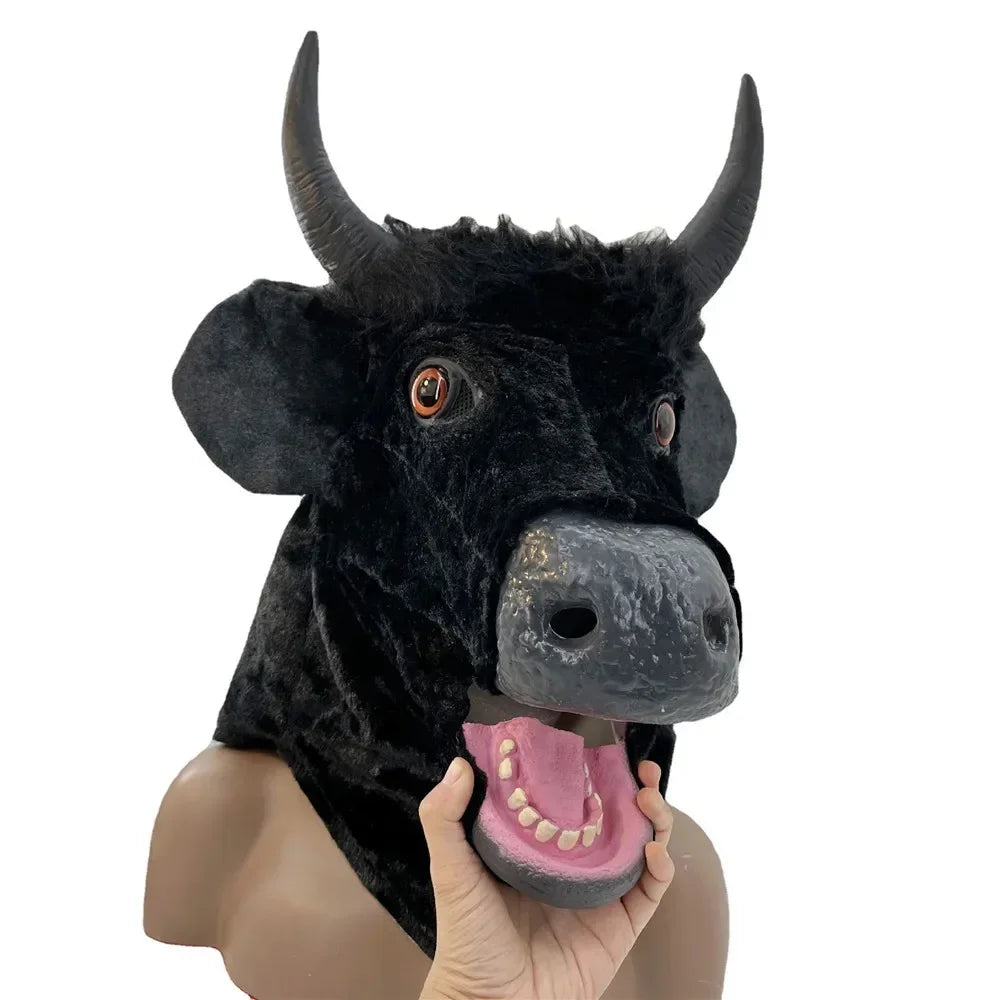 Masque de Taureau Noir en Peluche Articulé