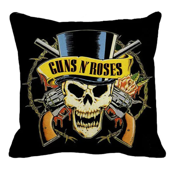 Housse de Coussin Rock Guns N' Roses Crâne et Roses