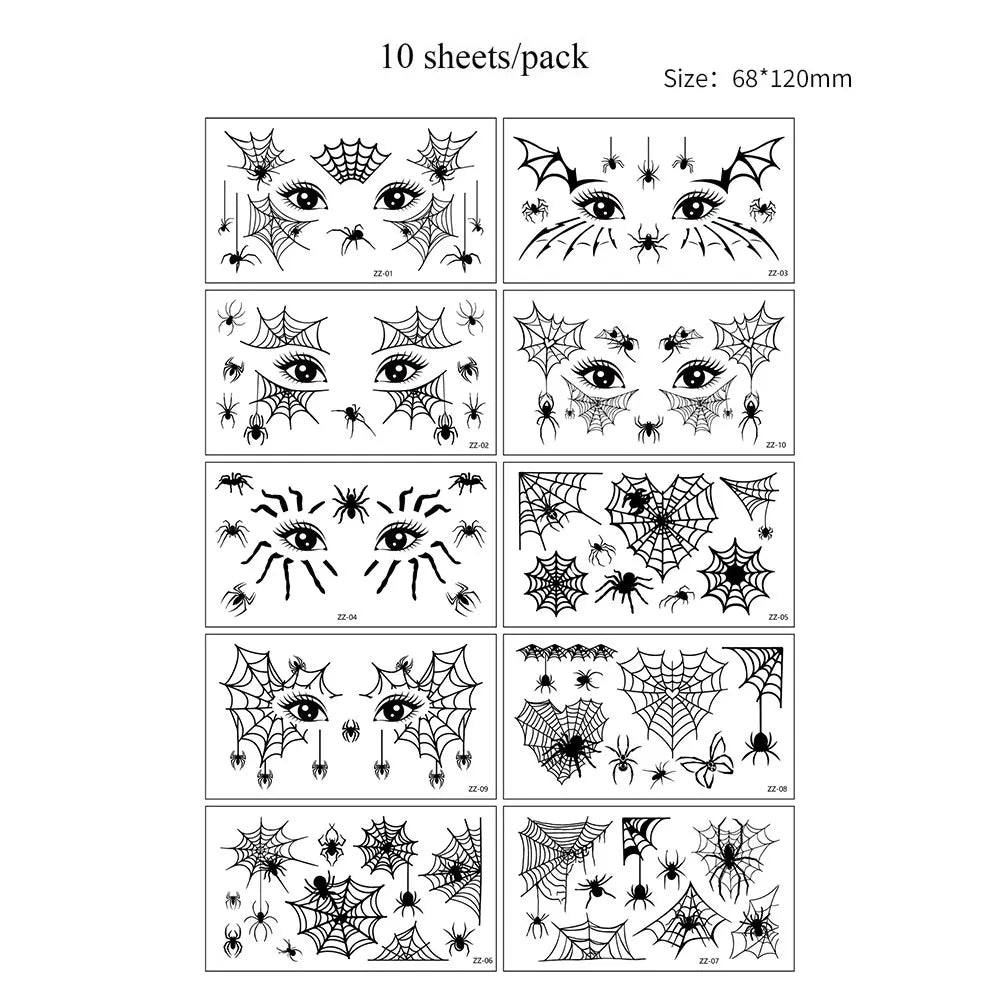 Tatouages Éphémères Araignées Noires et Toiles Effrayantes