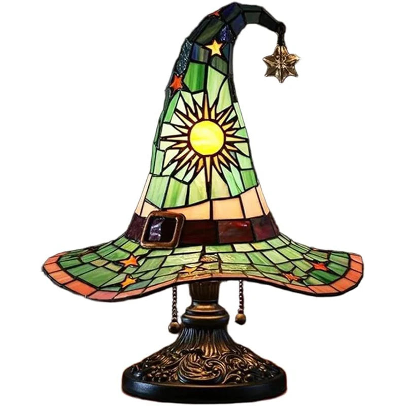 Lampe de Table en Verre Teinté Chapeau de Sorcière
