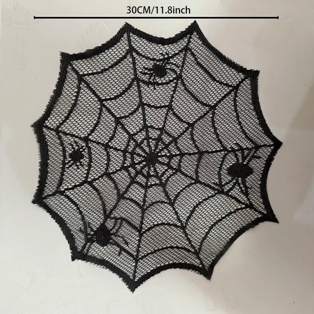 Set de Table d'Halloween en Toile d'Araignée Noire
