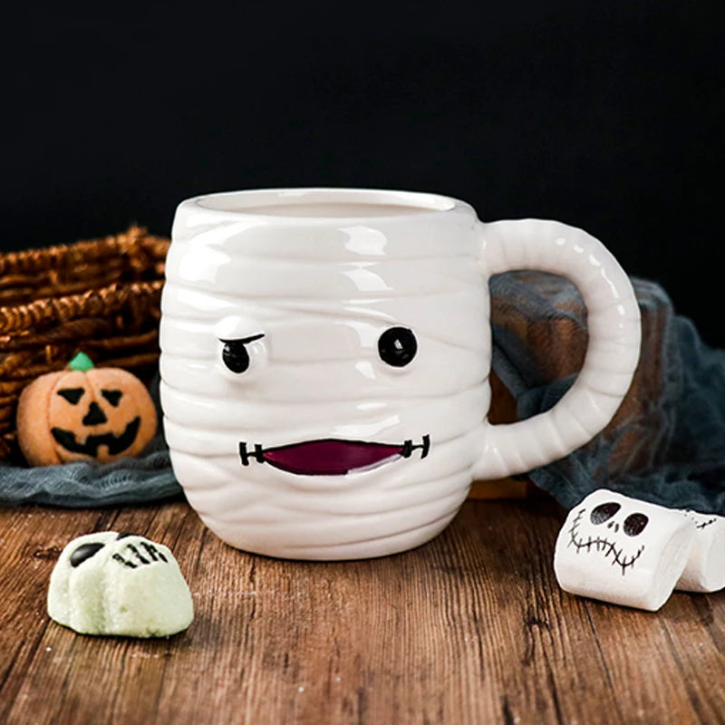 Mug en Céramique Squelette d'Halloween Noir et Blanc