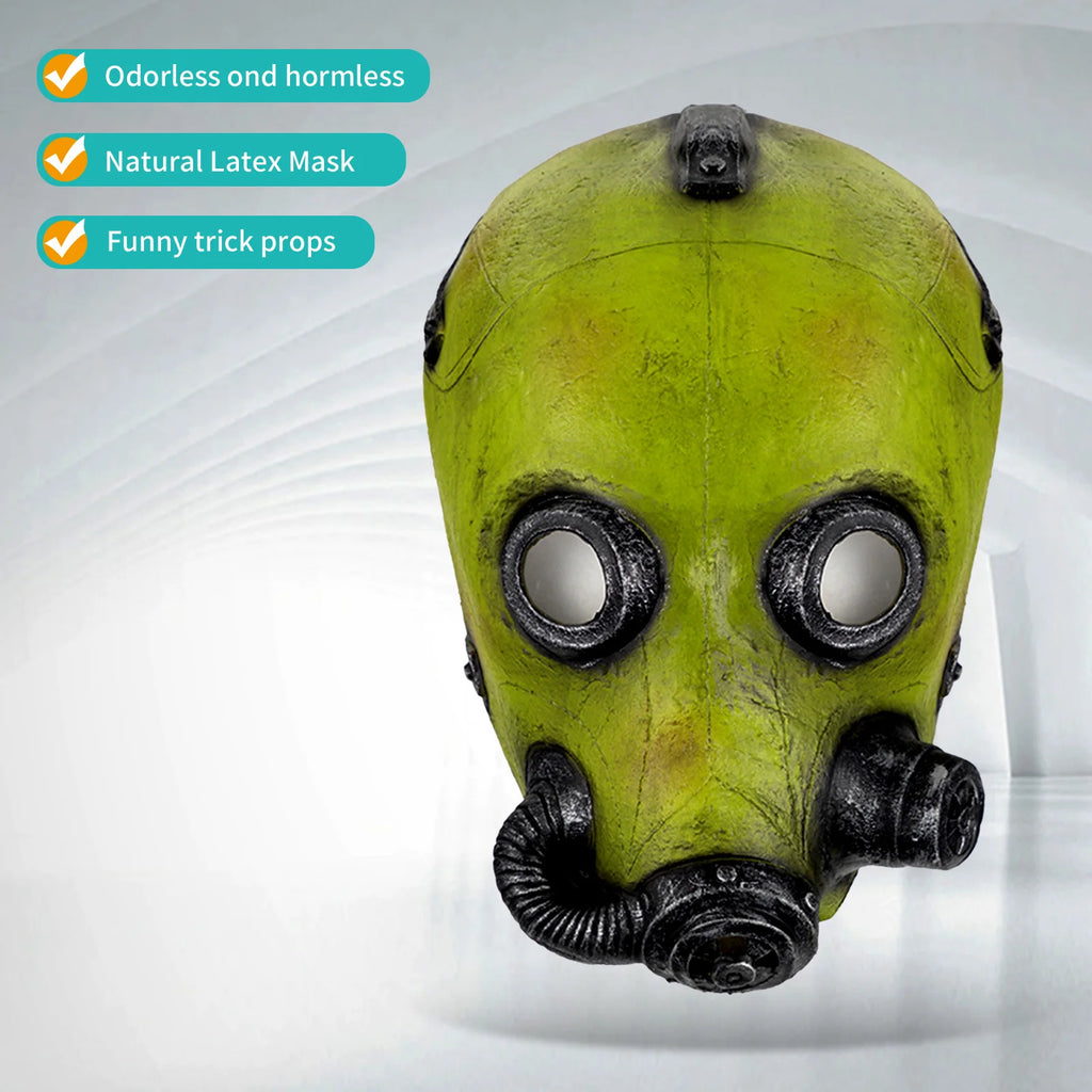 Masque à Gaz en Latex Vert Acide Vieilli