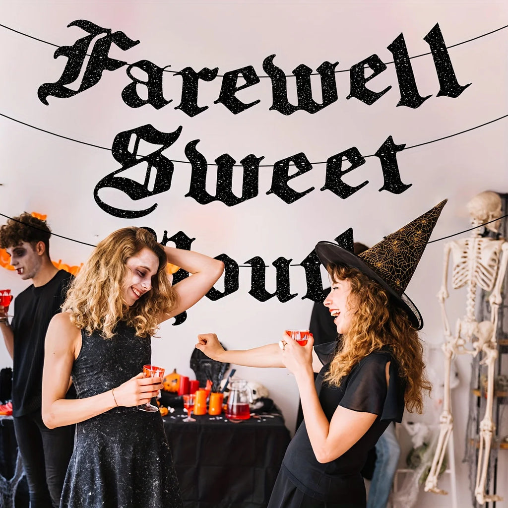 Bannière de Fête Gothic Noire Pailletée "Farewell Sweet Youth"