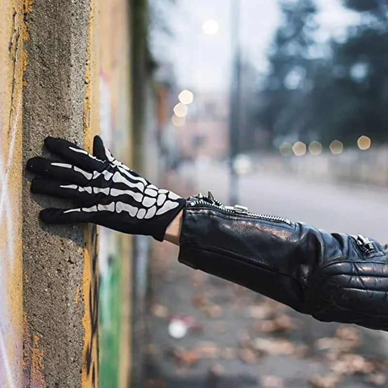 Kit Squelette Noir et Blanc Masque Gants et Manchon