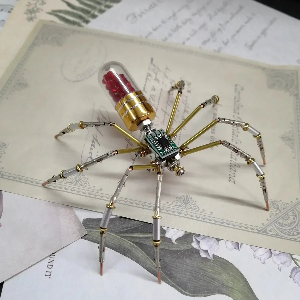 Sculpture Araignée Steampunk en Métal Doré