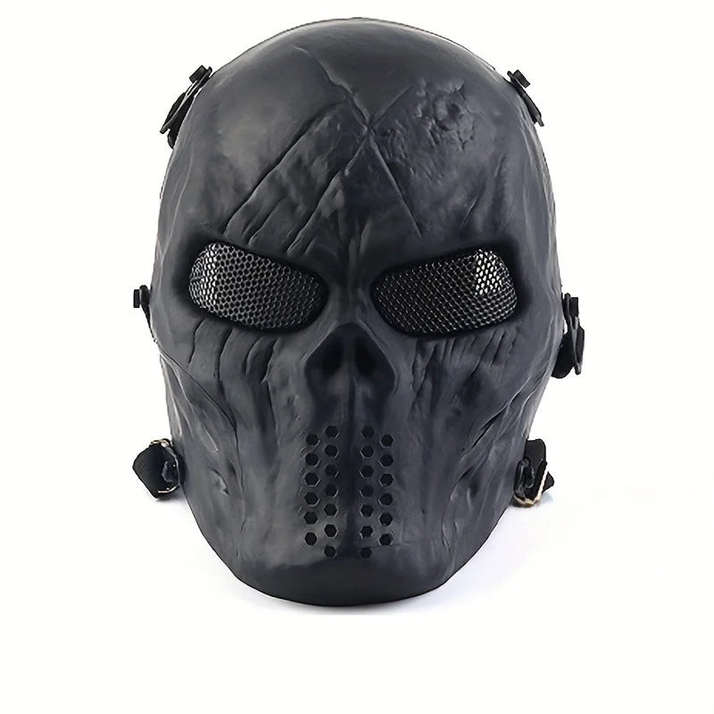 Masque de Crâne Blanc Patiné à Motifs Noirs