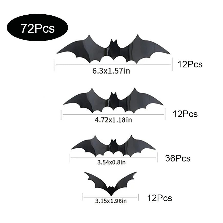 120 Stickers Muraux Chauves-Souris 3D