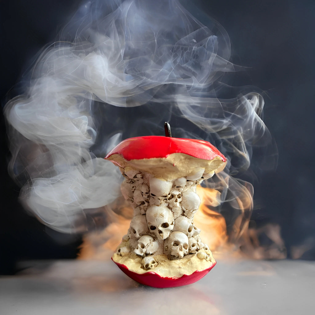 Bougie Crâne en Cœur de Pomme Rouge