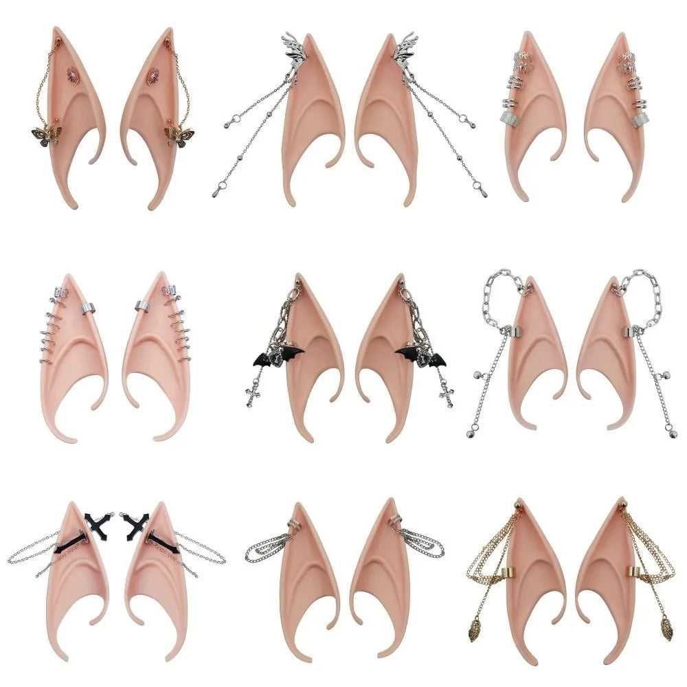 Oreilles d'Elfe en Silicone Rose Chair à Croix et Chaînes
