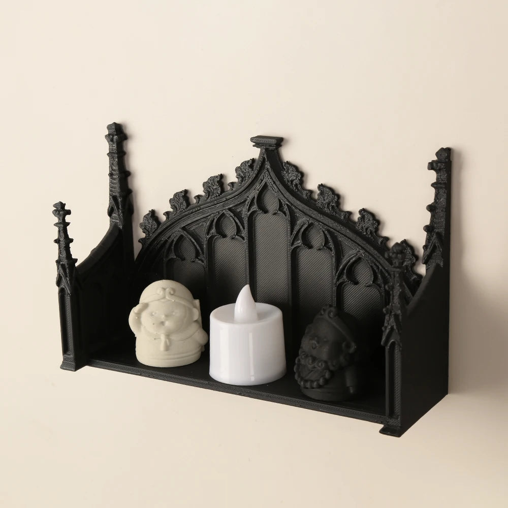 Étagère Murale Gothique Noire à Arcades