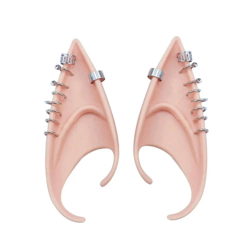 Oreilles d'Elfe en Silicone Rose Chair à Croix et Chaînes