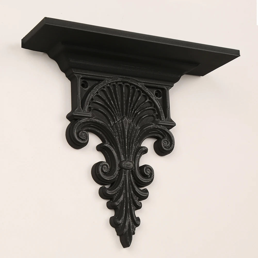 Console Murale Gothique Noire en Fonte Sculptée