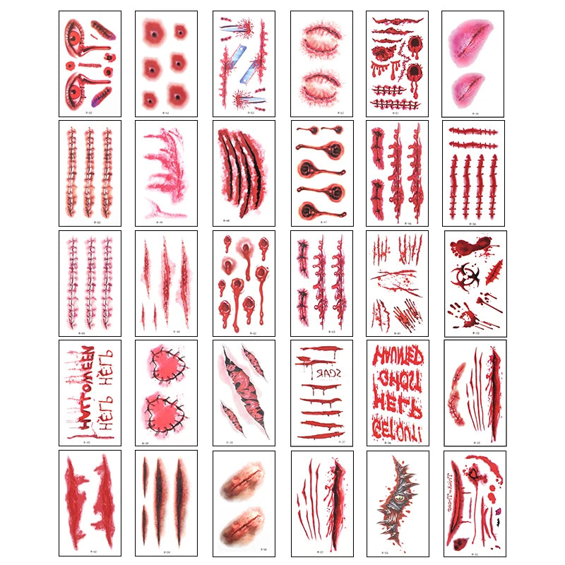 Kit de Tatouages Temporaires de Blessures Horreur