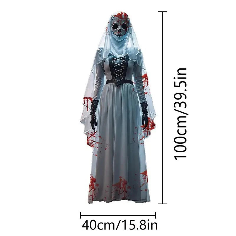 Décoration de Mariée Fantôme à Tête de Crâne Ensanglantée