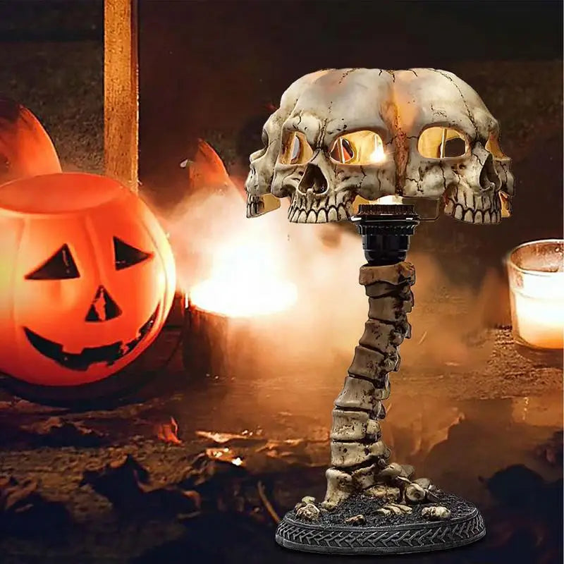 Lampe Gothique Squelette à Têtes de Mort