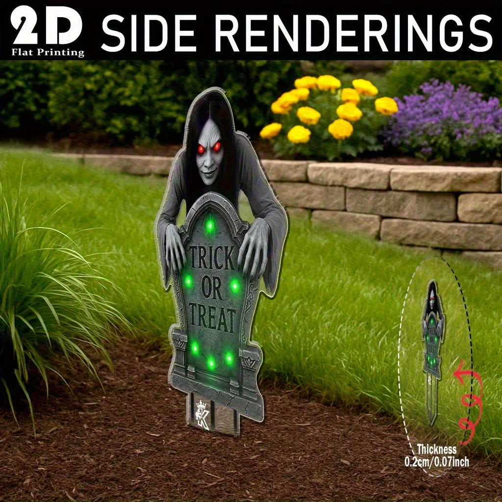 Piquet de Jardin Halloween Tombe Goule aux Yeux Rouges