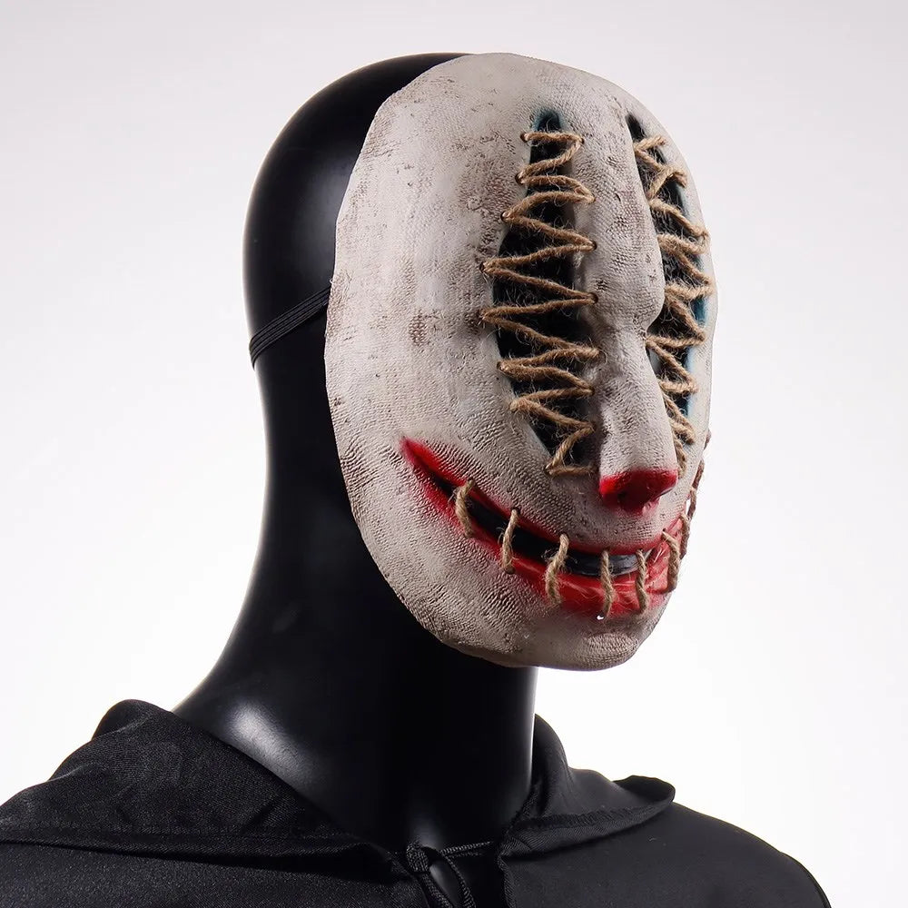 Masque d'Horreur Clown Cousu en Corde Effet Vieilli