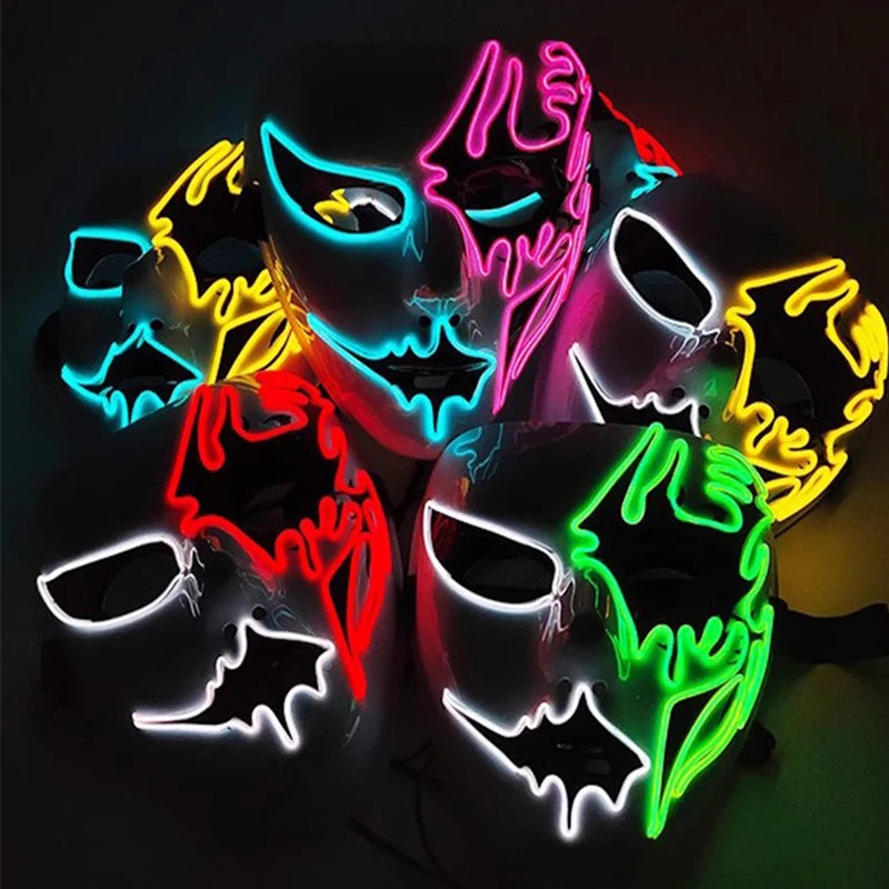 Masque Lumineux Horreur Purge Vert et Jaune Fluo