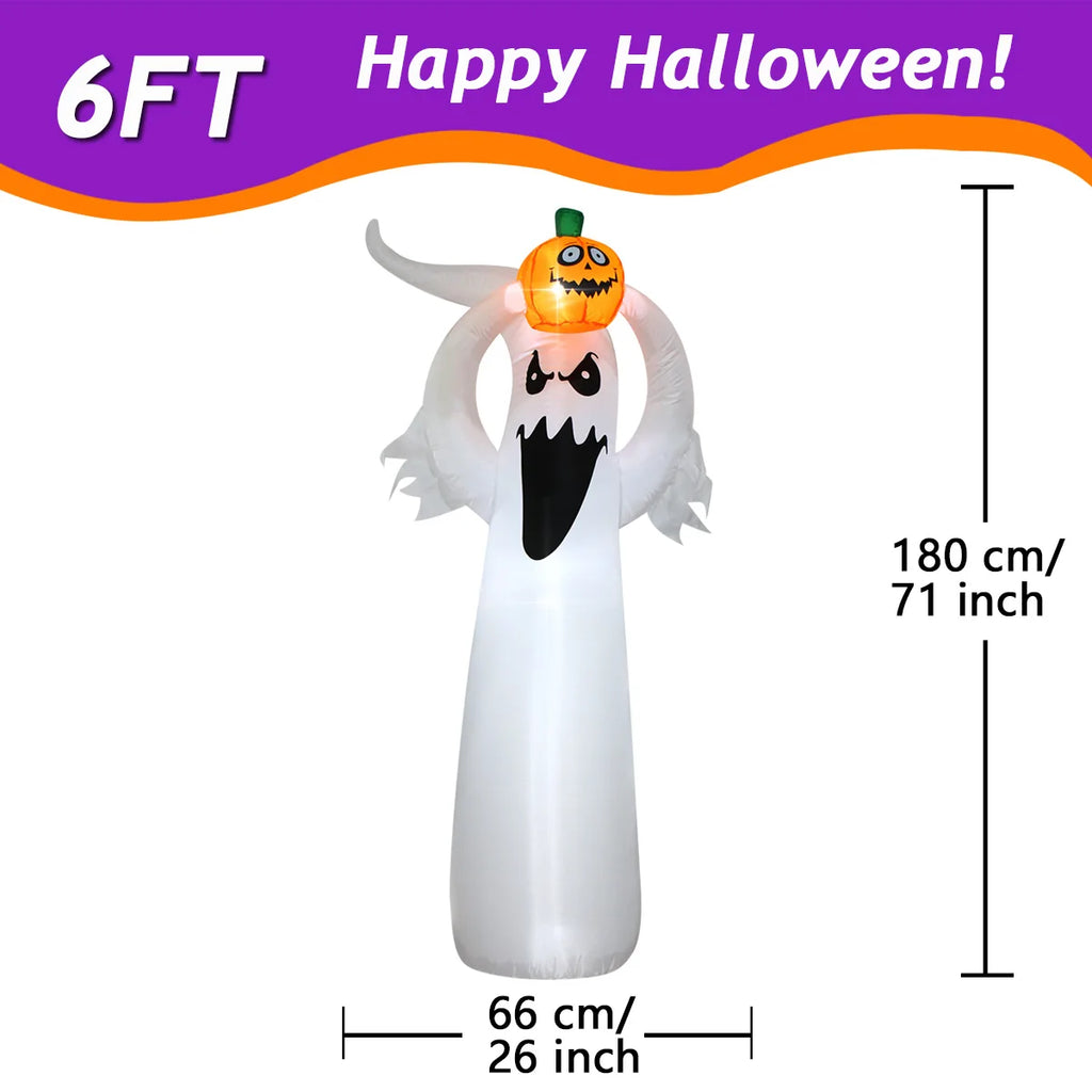 Fantôme Gonflable d'Halloween avec Chapeau de Sorcier