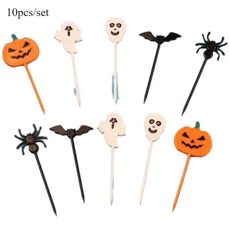 Piques à Gâteaux Halloween Fantômes, Crânes et Citrouilles