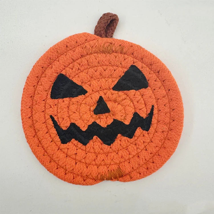 Sous-verres Citrouille Halloween en Tissu Orange
