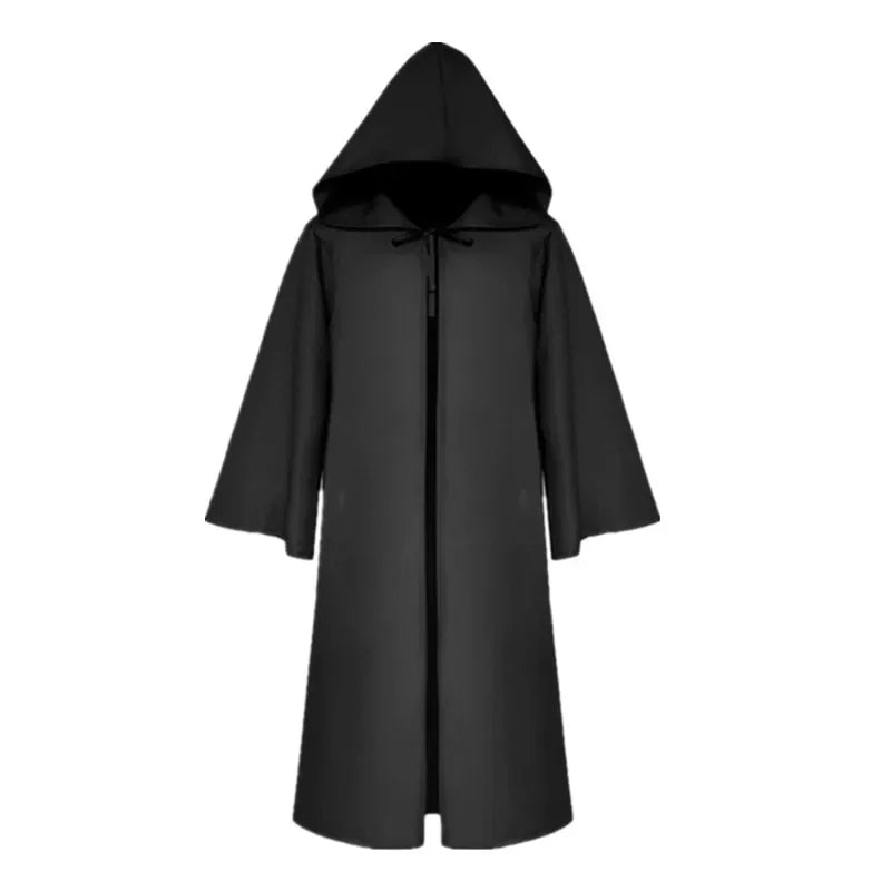 Cape Noire à Capuche Pointue et Manches Larges
