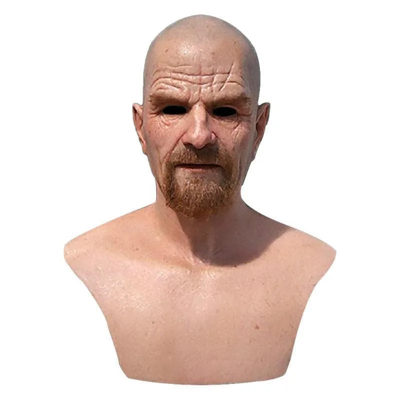 Masque en Silicone Homme Âgé Réaliste Moustache Grise