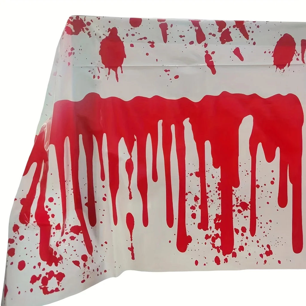 Nappe d'Halloween Blanche et Rouge Sang