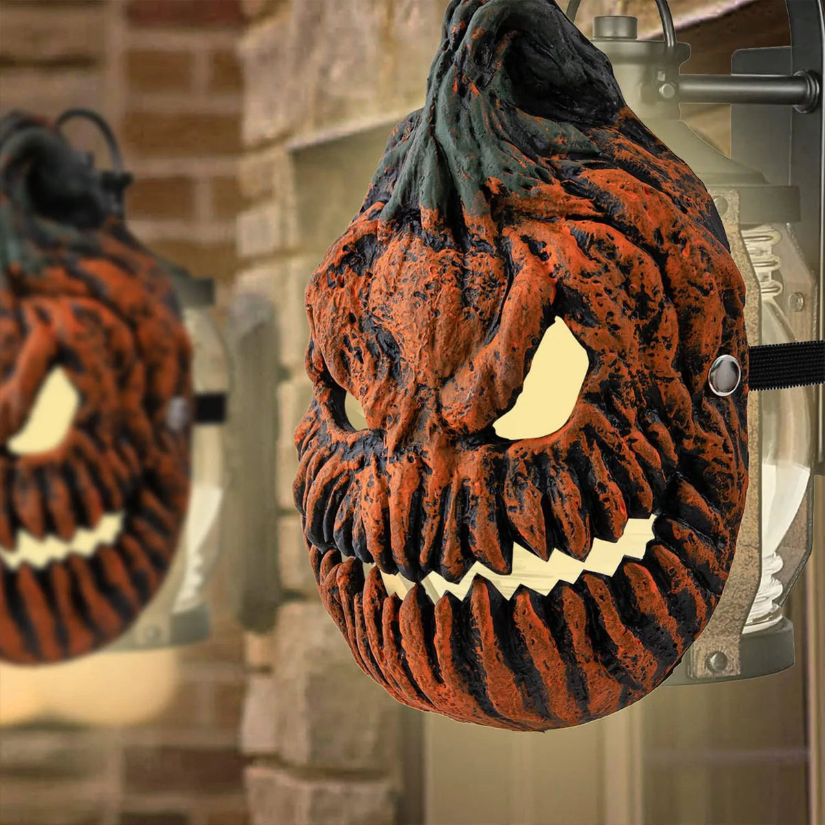 Lanterne Citrouille Grotesque Orange et Verte