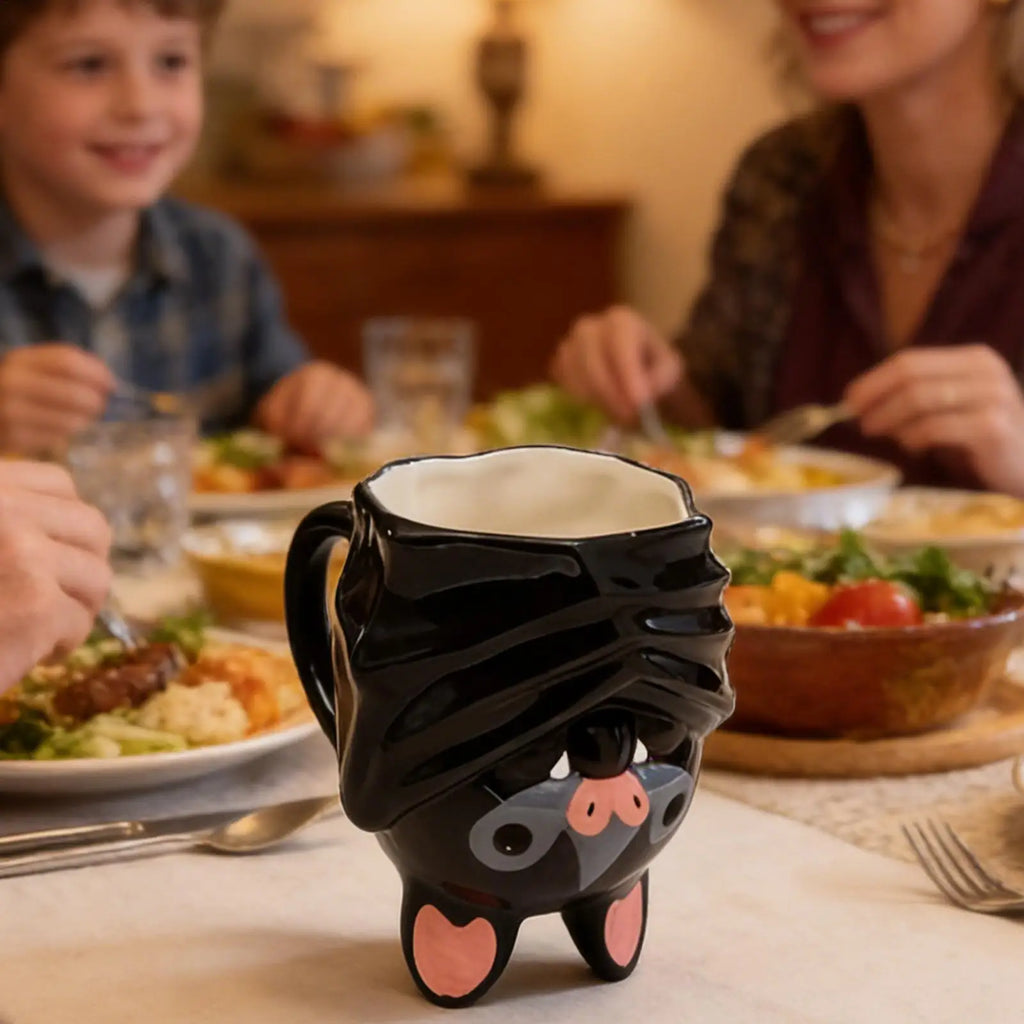 Mug Chauve-Souris en Céramique Noir Brillant