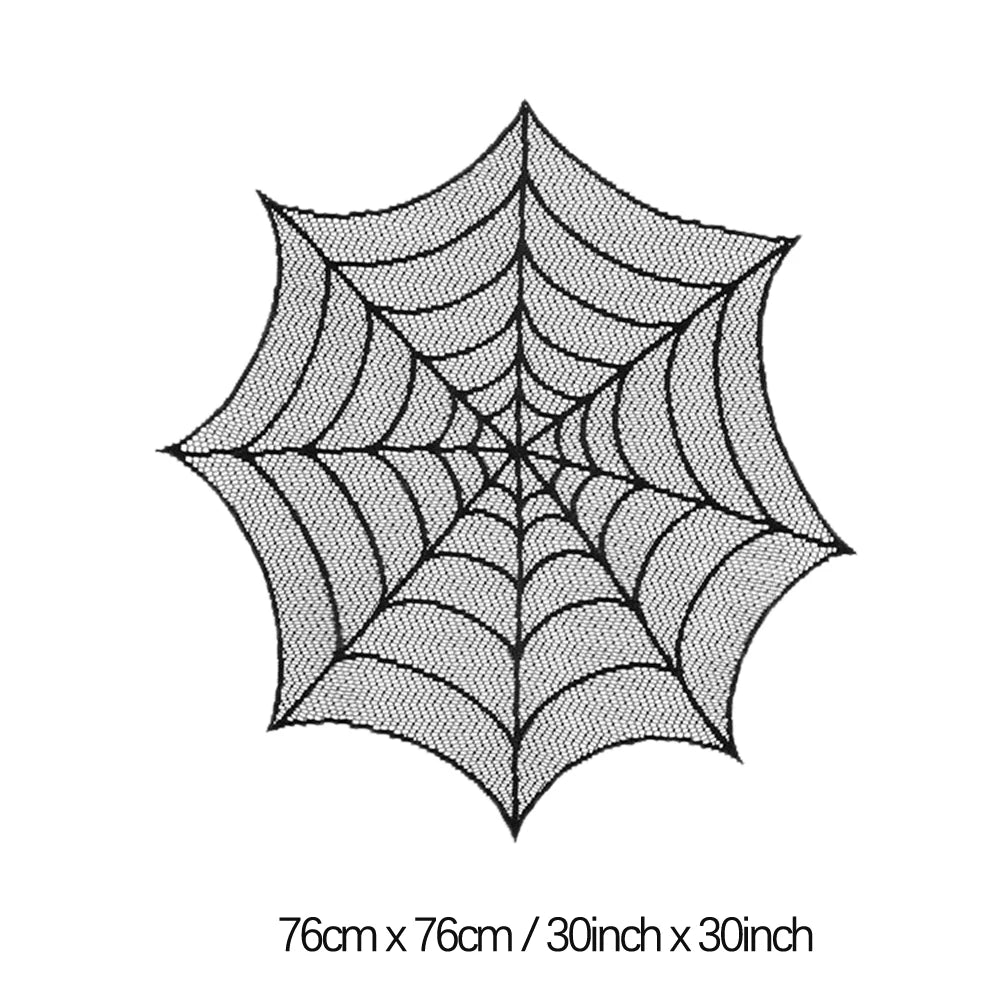 Chemin de Table d'Halloween Toile d'Araignée Noire