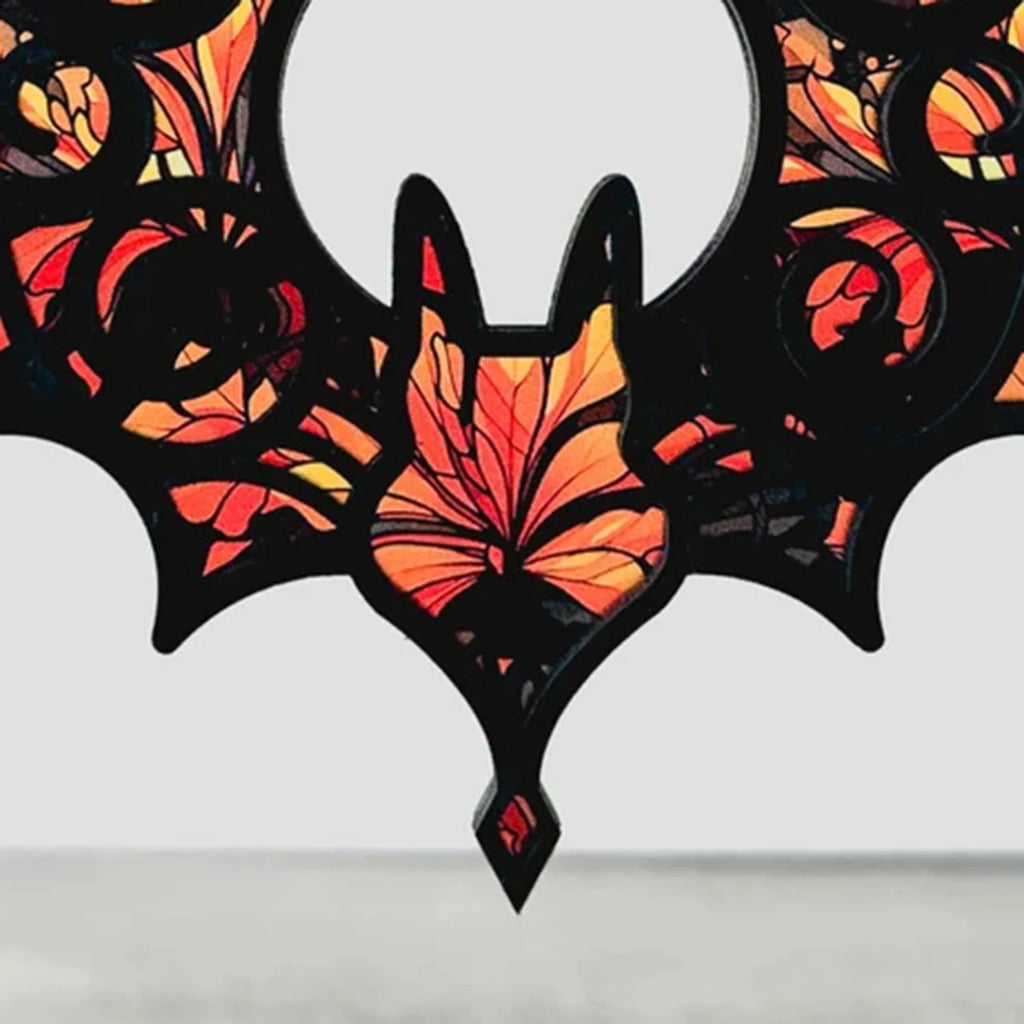 Attrape-Soleil Chauve-Souris aux Motifs Vitrail Vifs