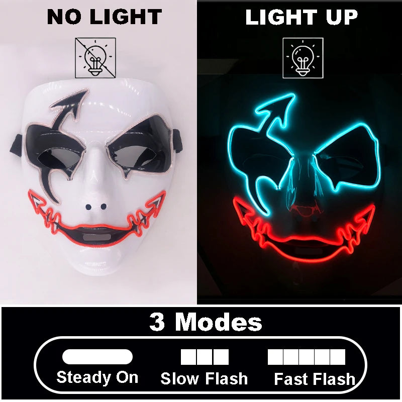 Masque Lumineux Horreur Purge Vert et Jaune Fluo