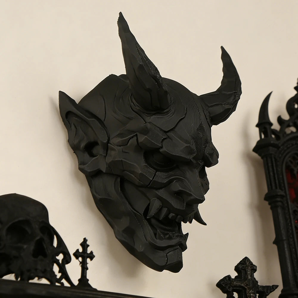 Masque Mural Hannya Noir Mat Décoratif