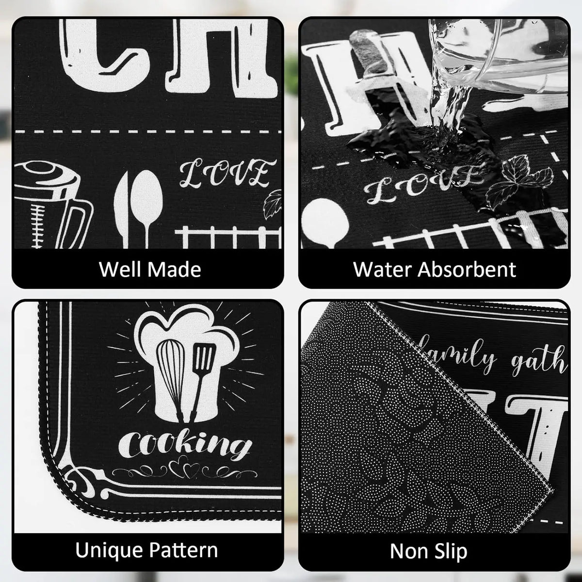 Tapis de Cuisine Noir "Witch's Kitchen" à Chaudron