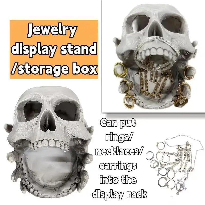 Porte-Bijoux Crâne à Mains Squelette Blanc Cassé