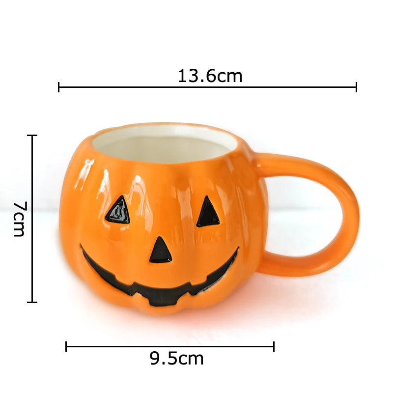 Mug en Céramique Citrouille avec Chapeau Noir