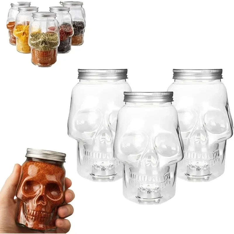 Bocal Tête de Mort en Verre pour Épices