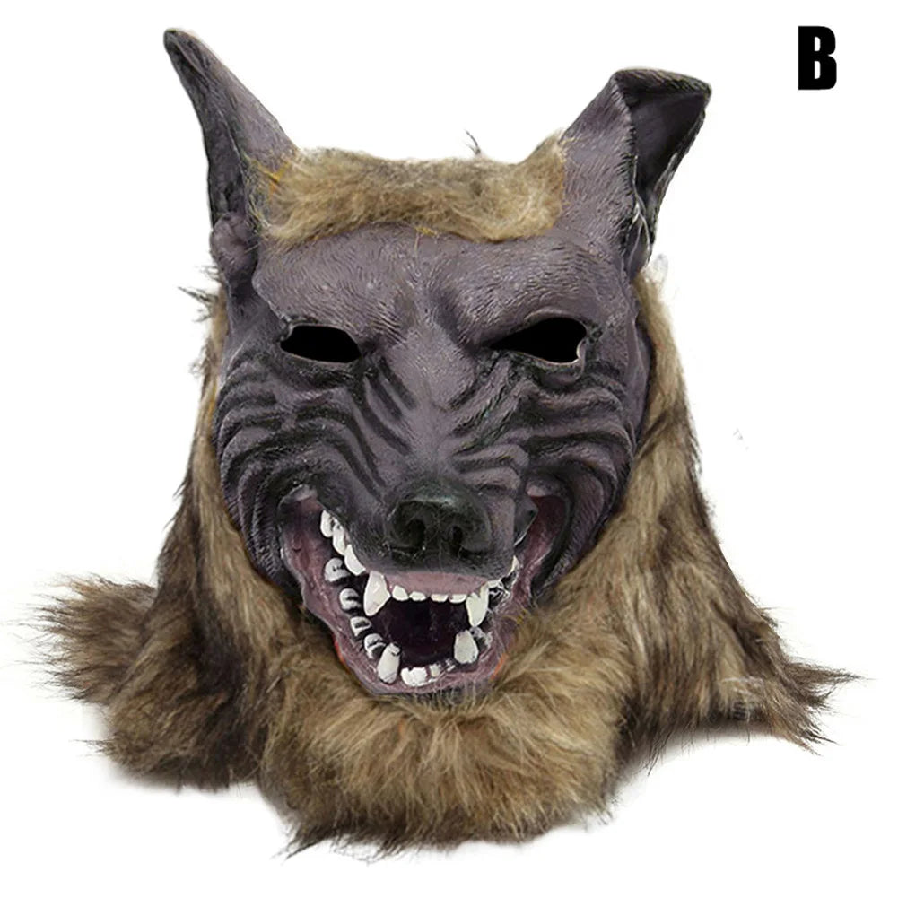 Masque de Loup-Garou Effrayant en Latex avec Fourrure