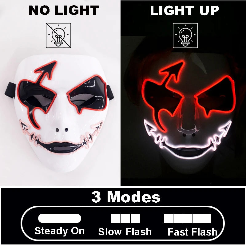 Masque Lumineux Horreur Purge Vert et Jaune Fluo